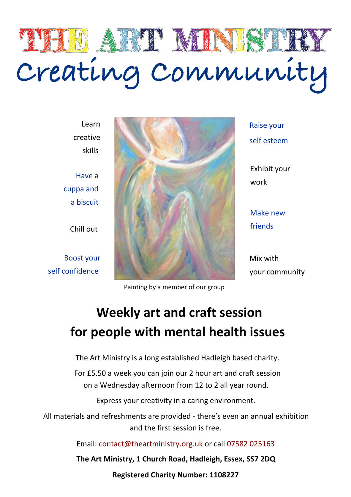 Click to make bigger Flyer about our Wednesday session for adults with mental health issues - opens new window, click to return